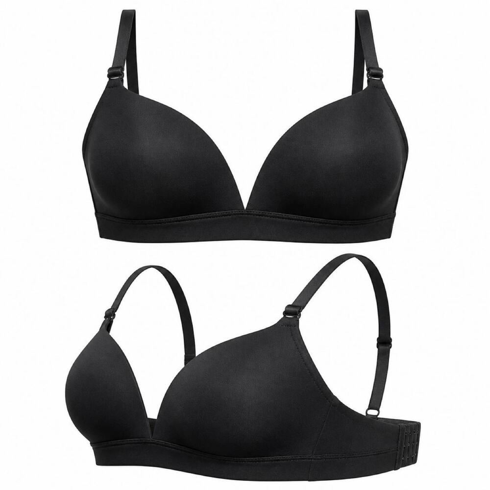 Auden 32A Black lightly lined wire free bra with adjustable NWT